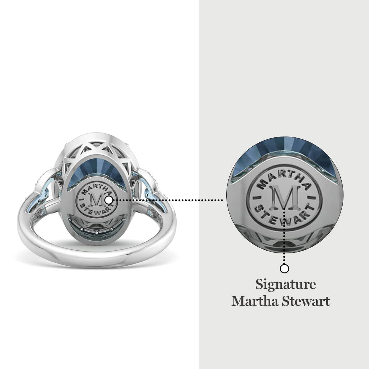 Lab Created Martha Stewart 6 3/4 Carat Oval Shape Gemstone and Lab Grown Diamond Halo Ring In Sterling Silver