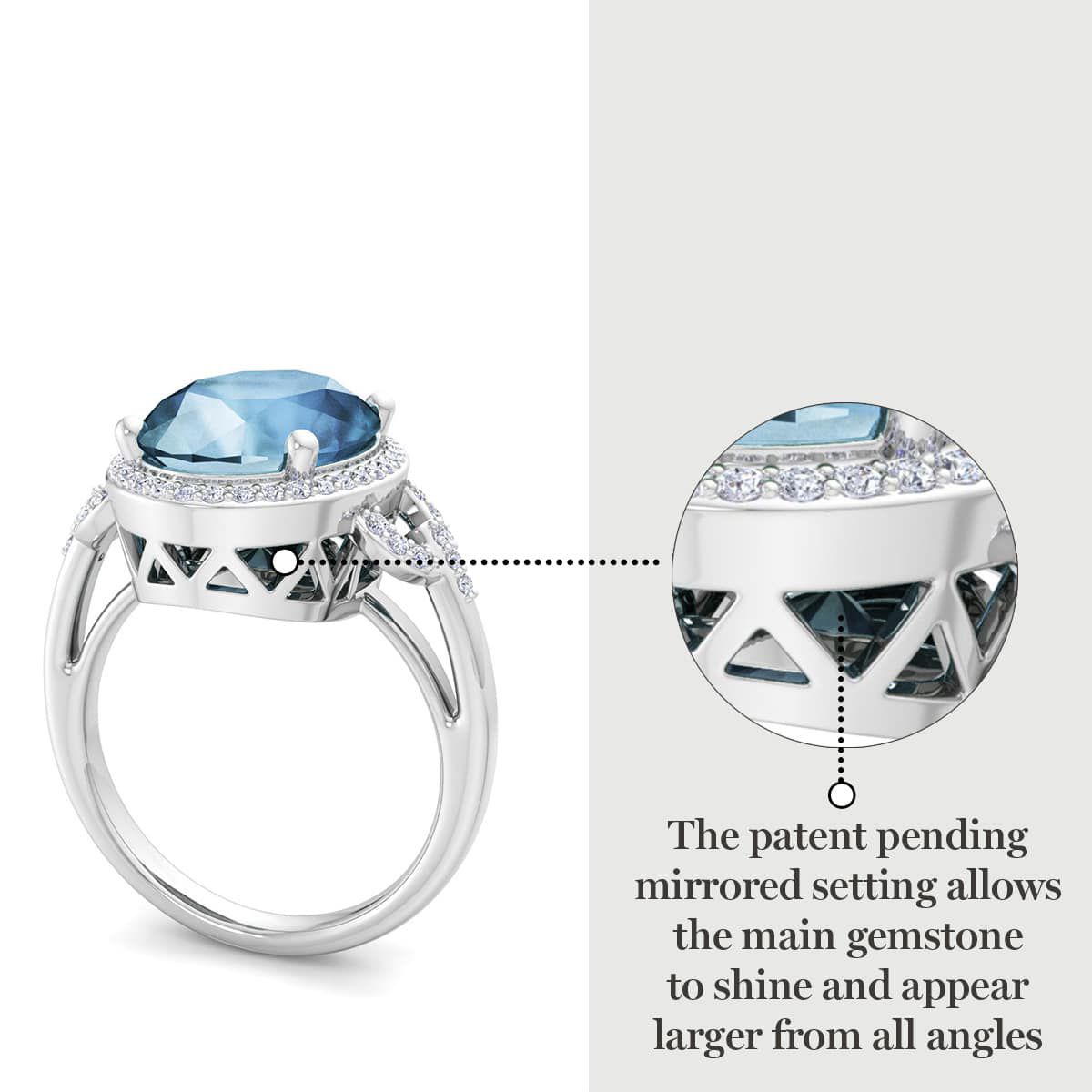 Lab Created Martha Stewart 6 3/4 Carat Oval Shape Gemstone and Lab Grown Diamond Halo Ring In Sterling Silver