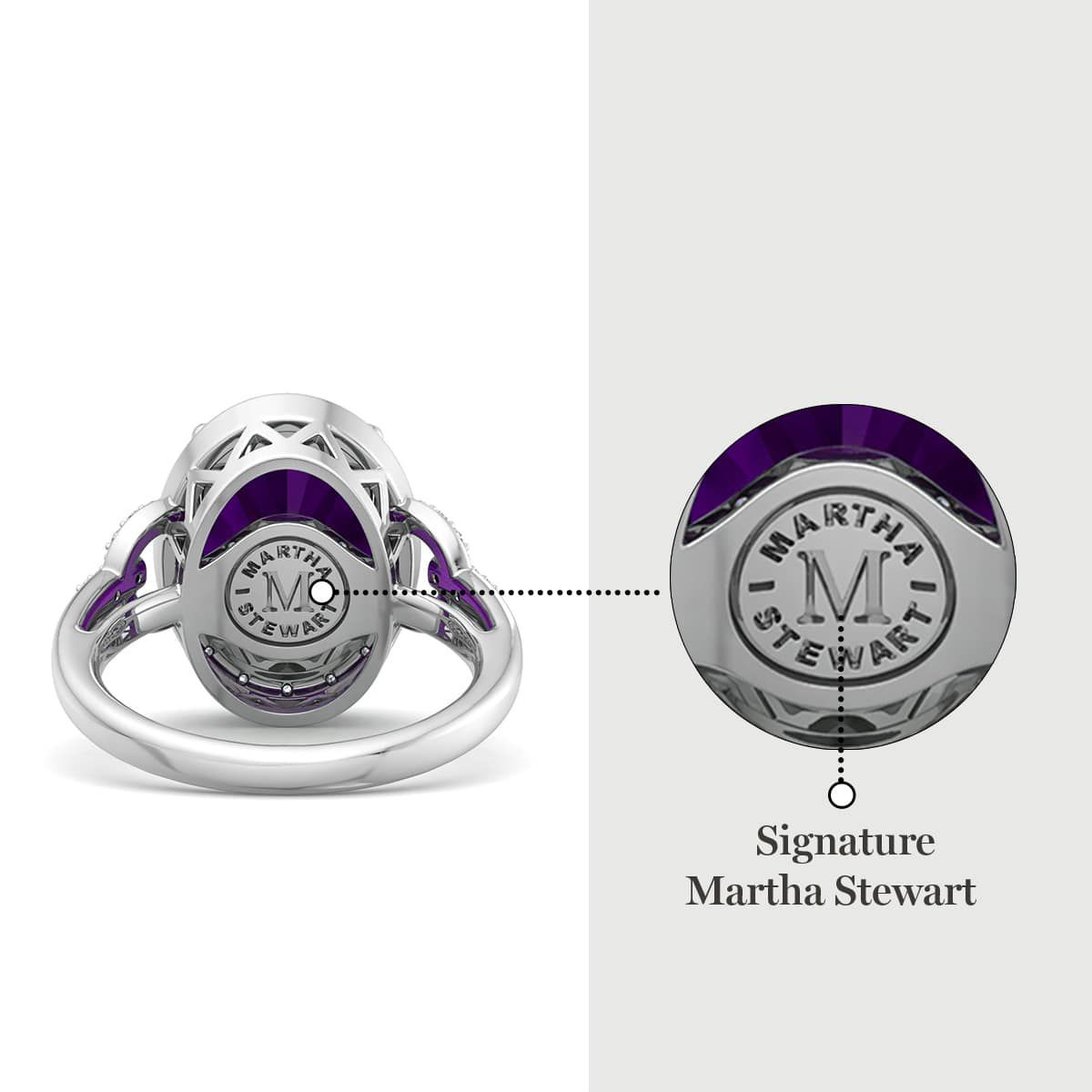 Lab Created Martha Stewart 6 3/4 Carat Oval Shape Gemstone and Lab Grown Diamond Halo Ring In Sterling Silver