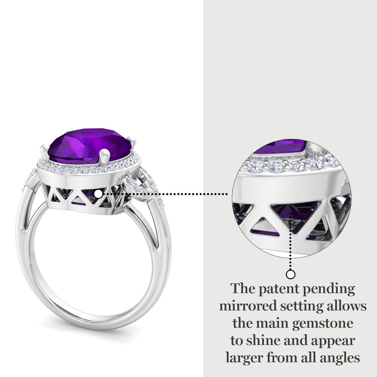 Lab Created Martha Stewart 6 3/4 Carat Oval Shape Gemstone and Lab Grown Diamond Halo Ring In Sterling Silver