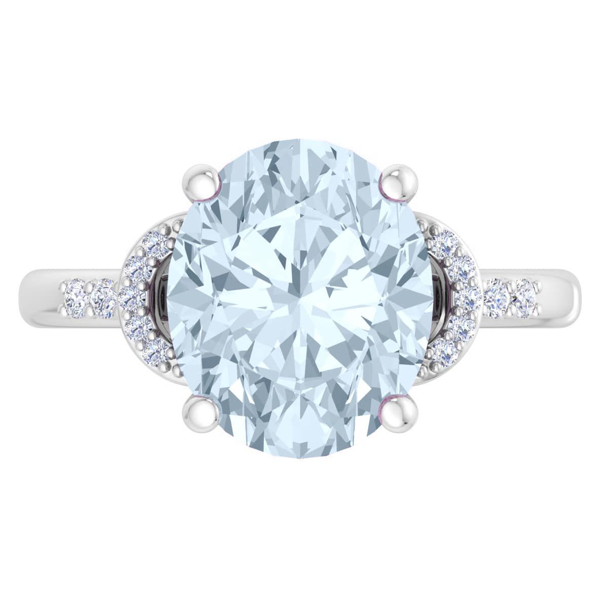 Lab Created Martha Stewart 4 1/2 Carat Oval Shape Gemstone and Lab Grown Diamond Ring In Sterling Silver