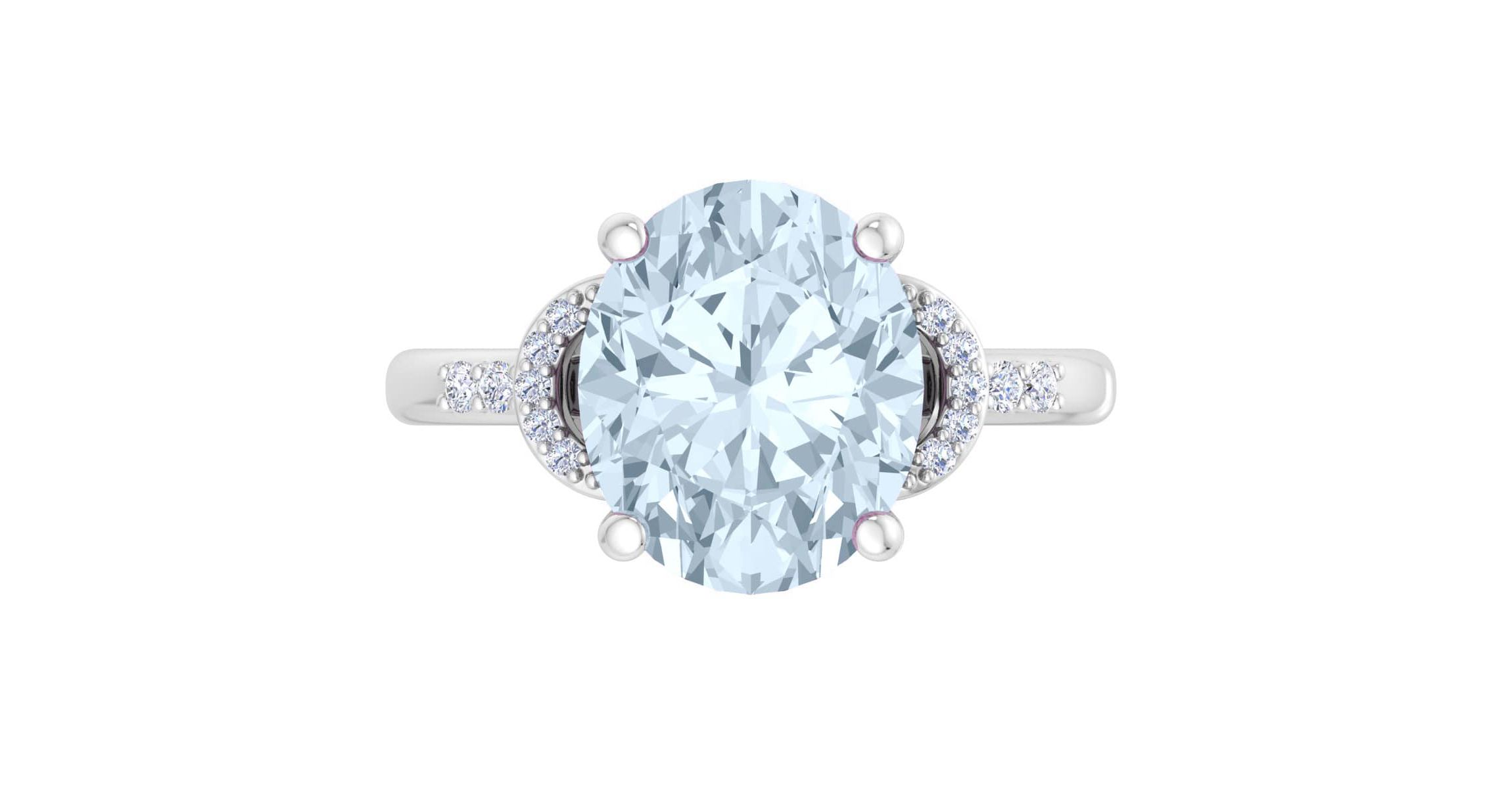 Lab Created Martha Stewart 4 1/2 Carat Oval Shape Gemstone and Lab Grown Diamond Ring In Sterling Silver