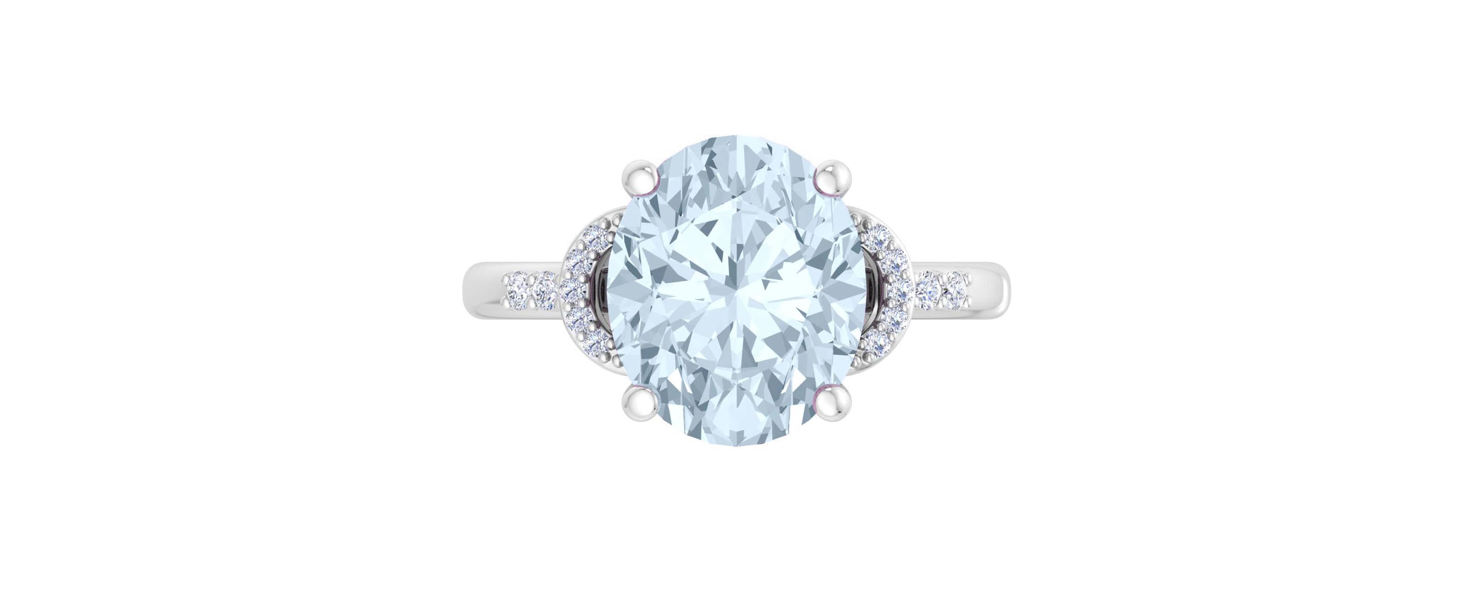 Lab Created Martha Stewart 4 1/2 Carat Oval Shape Gemstone and Lab Grown Diamond Ring In Sterling Silver
