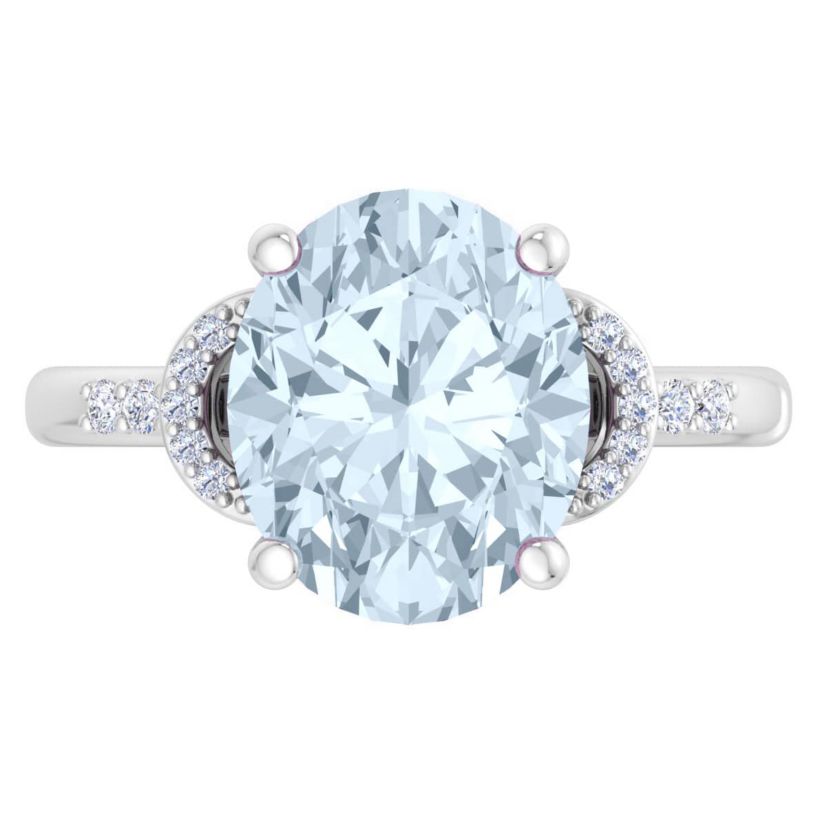 Lab Created Martha Stewart 4 1/2 Carat Oval Shape Gemstone and Lab Grown Diamond Ring In Sterling Silver