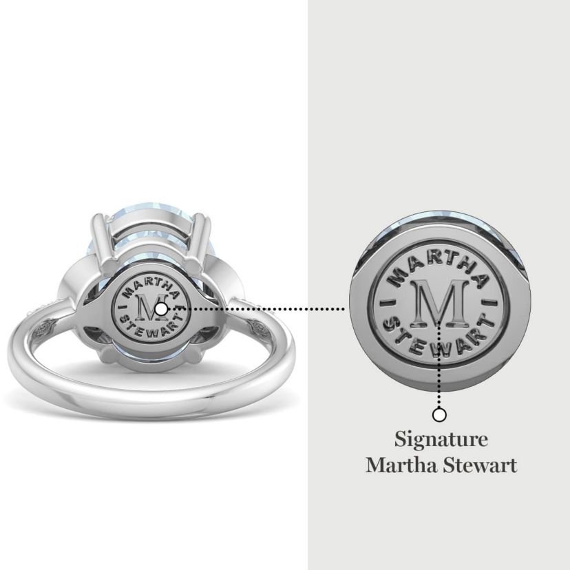 Lab Created Martha Stewart 4 1/2 Carat Oval Shape Gemstone and Lab Grown Diamond Ring In Sterling Silver
