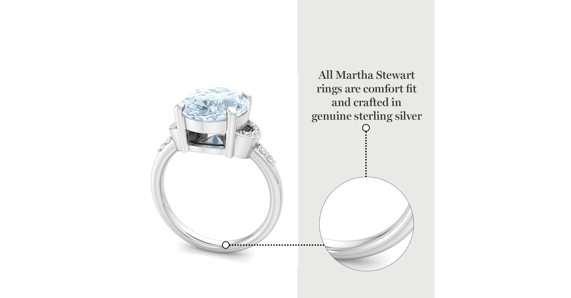 Lab Created Martha Stewart 4 1/2 Carat Oval Shape Gemstone and Lab Grown Diamond Ring In Sterling Silver