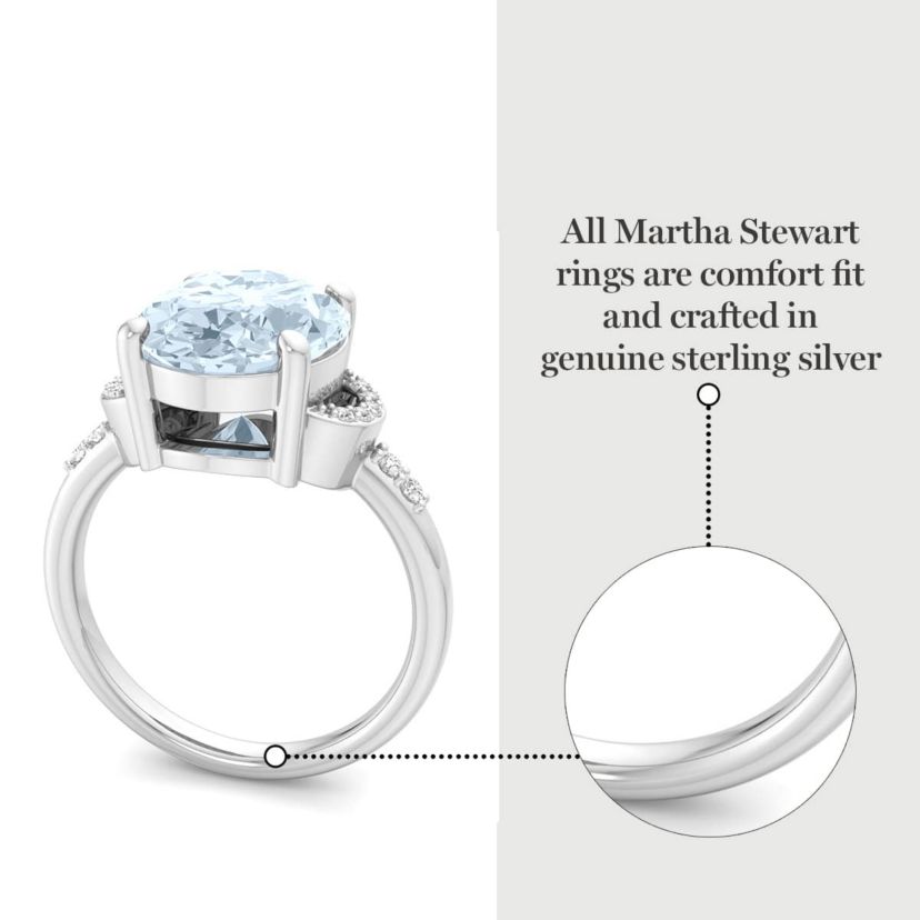 Lab Created Martha Stewart 4 1/2 Carat Oval Shape Gemstone and Lab Grown Diamond Ring In Sterling Silver