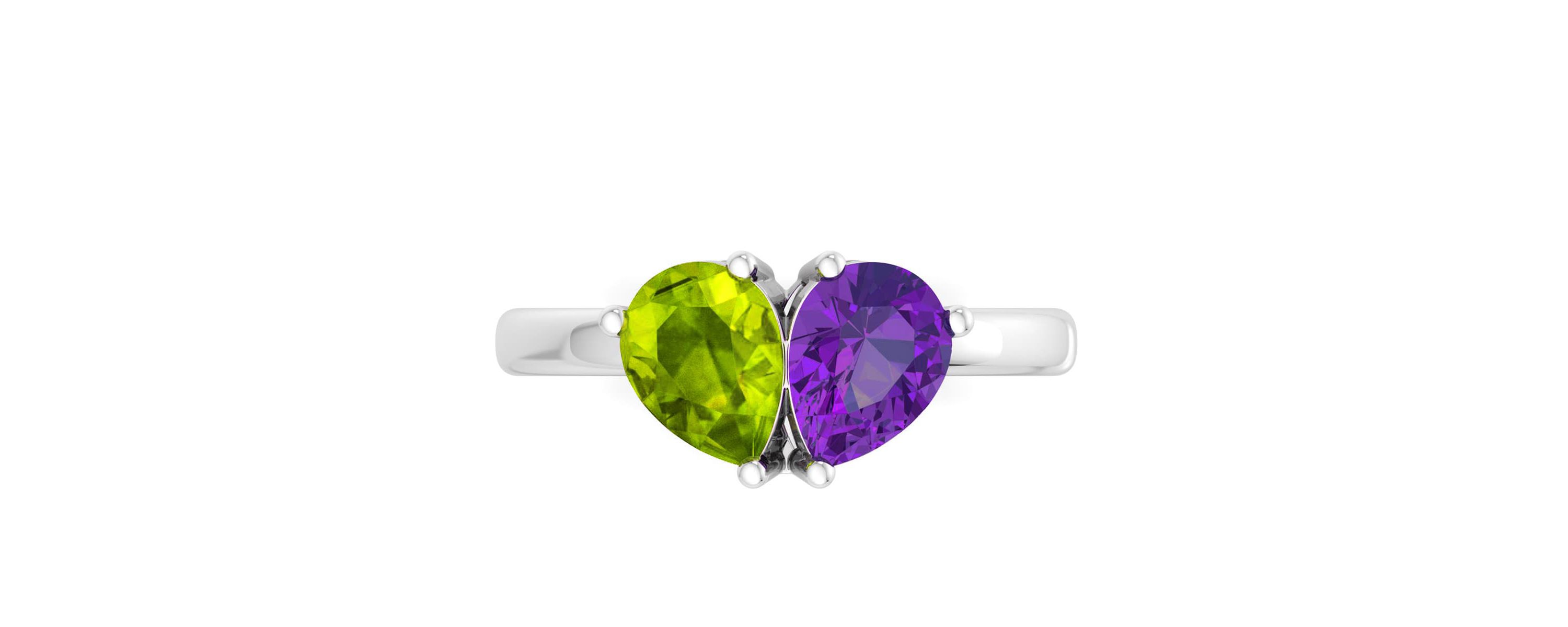 Lab Created Martha Stewart 2 Carat Peridot and Amethyst Two Stone Ring In Sterling Silver