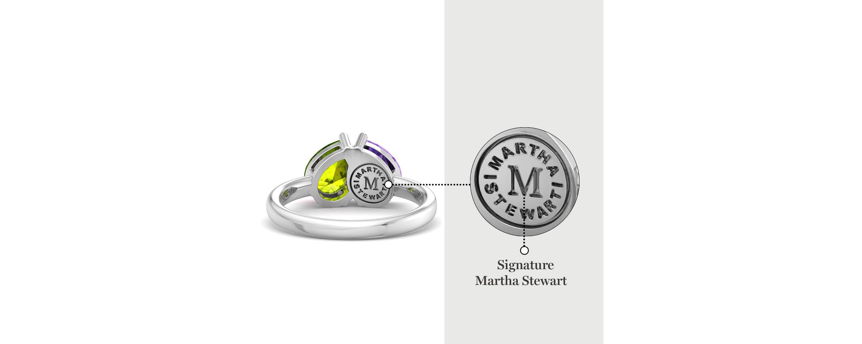 Lab Created Martha Stewart 2 Carat Peridot and Amethyst Two Stone Ring In Sterling Silver