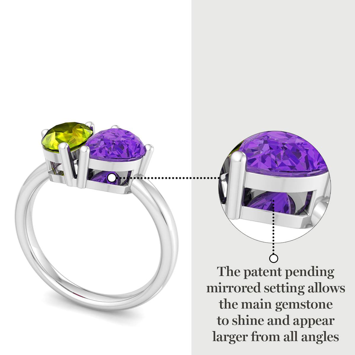 Lab Created Martha Stewart 2 Carat Peridot and Amethyst Two Stone Ring In Sterling Silver