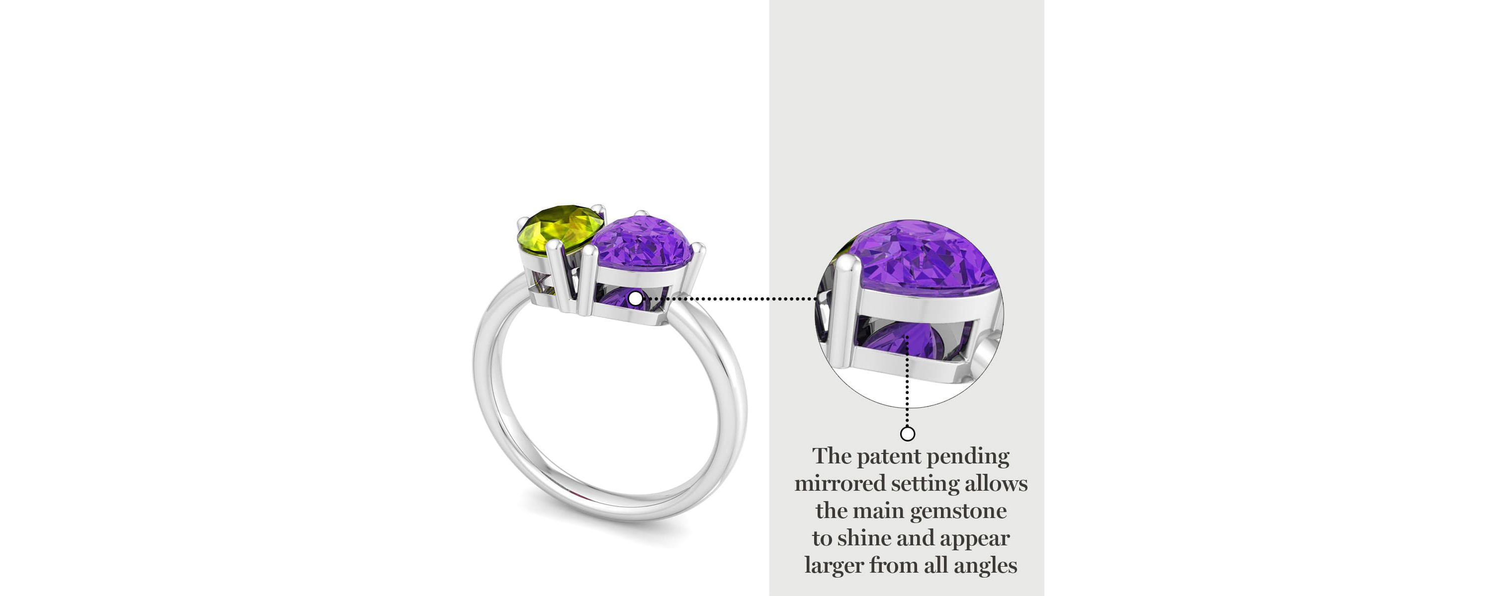 Lab Created Martha Stewart 2 Carat Peridot and Amethyst Two Stone Ring In Sterling Silver