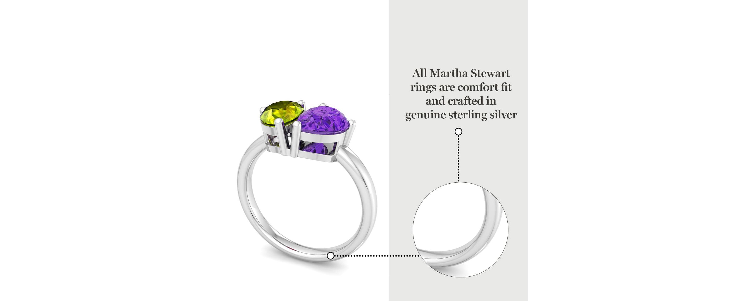 Lab Created Martha Stewart 2 Carat Peridot and Amethyst Two Stone Ring In Sterling Silver
