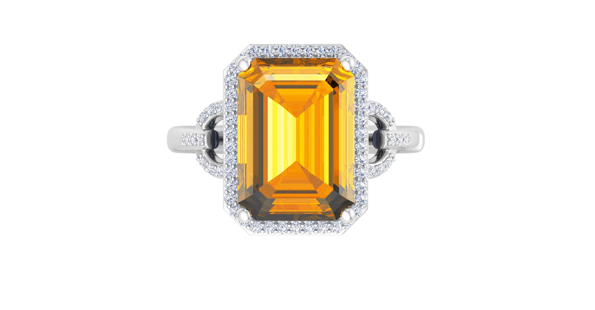 Lab Created Martha Stewart 7 1/3 Carat Emerald Cut Gemstone and Lab Grown Diamond Halo Ring In Sterling Silver