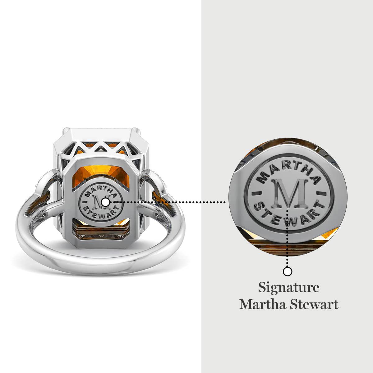 Lab Created Martha Stewart 7 1/3 Carat Emerald Cut Gemstone and Lab Grown Diamond Halo Ring In Sterling Silver