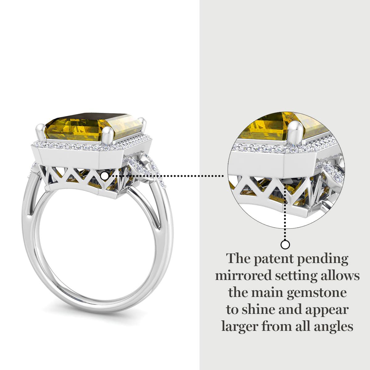 Lab Created Martha Stewart 7 1/3 Carat Emerald Cut Gemstone and Lab Grown Diamond Halo Ring In Sterling Silver