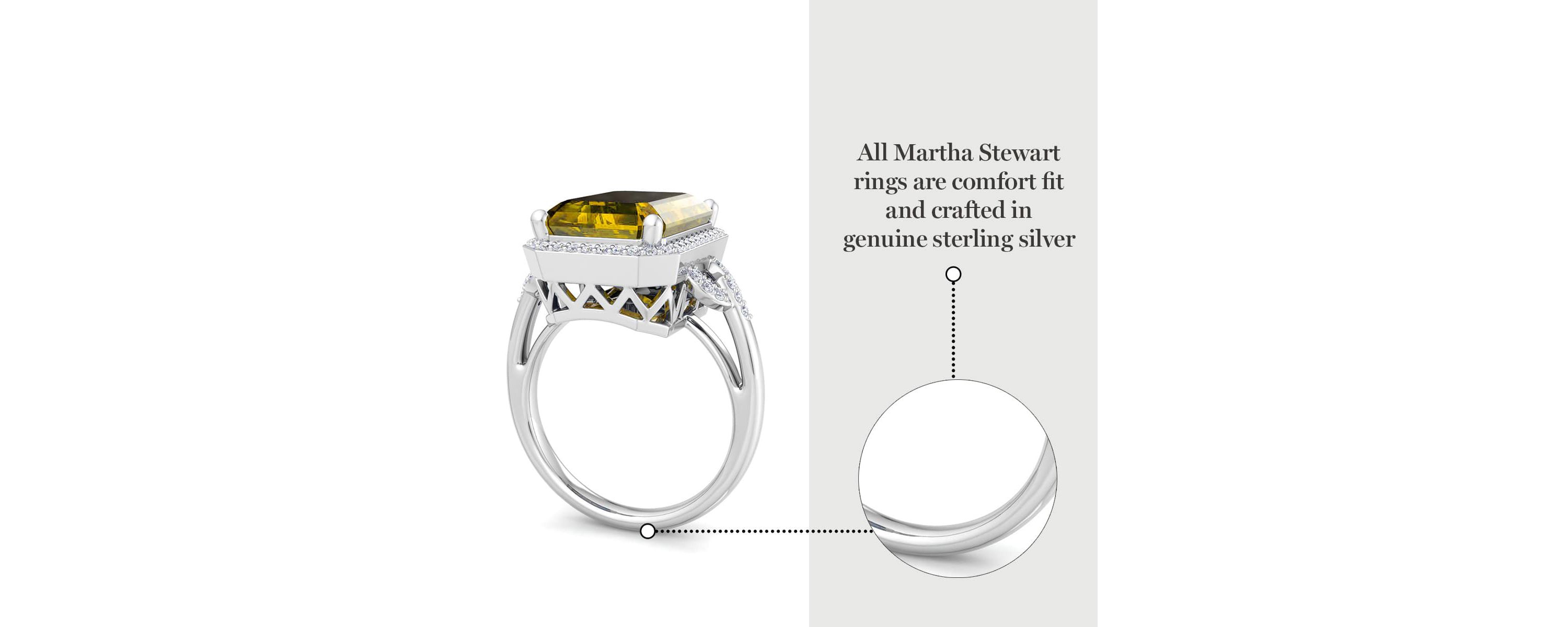 Lab Created Martha Stewart 7 1/3 Carat Emerald Cut Gemstone and Lab Grown Diamond Halo Ring In Sterling Silver
