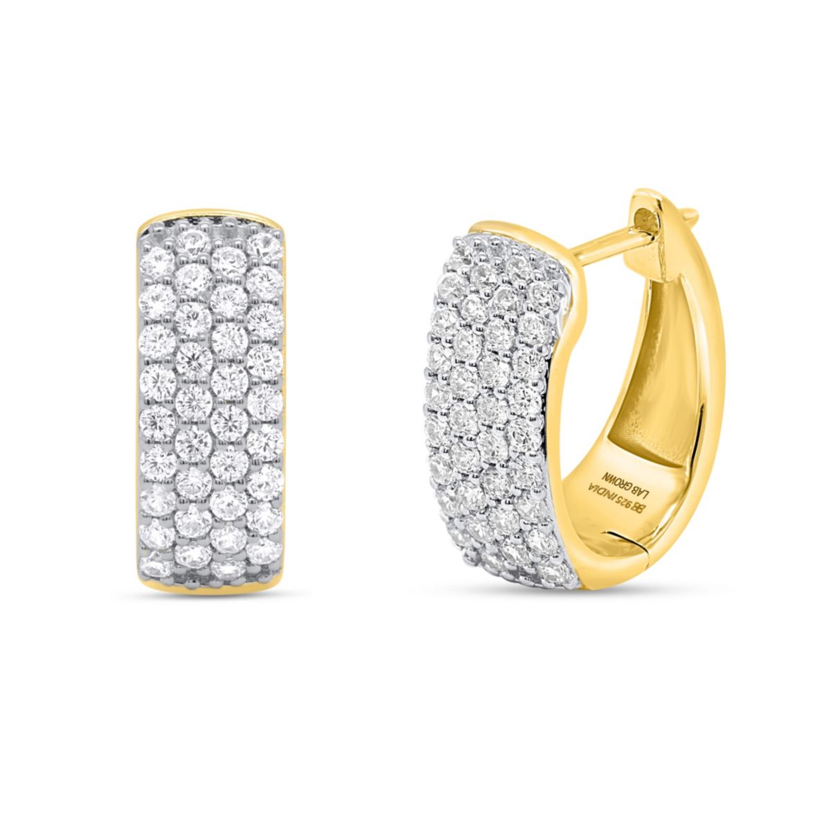 Lab Created 1CTW Lab Grown Diamond Hoop Earrings In Gold Plated Sterling Silver