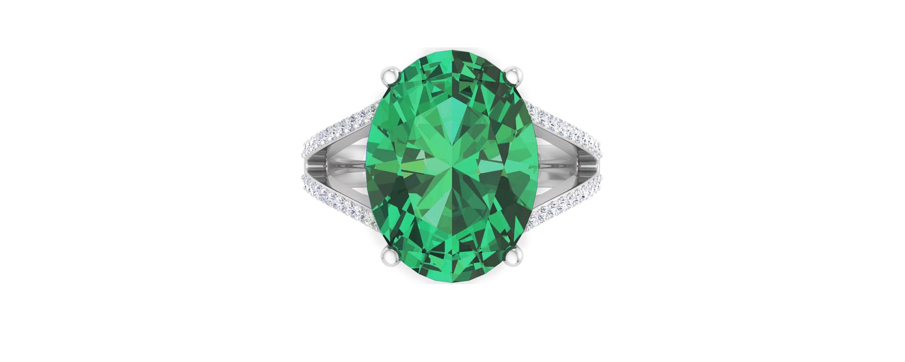 Lab Created Martha Stewart 10 1/4 Carat Oval Shape Gemstone and Lab Grown Diamond Ring In Sterling Silver