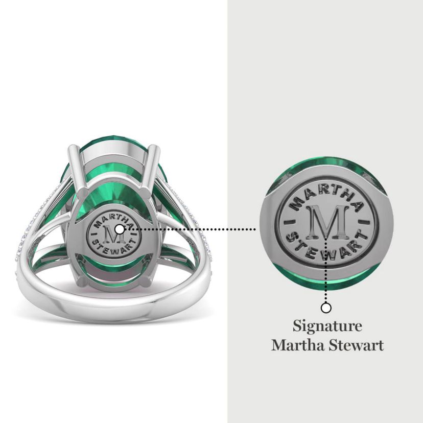Lab Created Martha Stewart 10 1/4 Carat Oval Shape Gemstone and Lab Grown Diamond Ring In Sterling Silver
