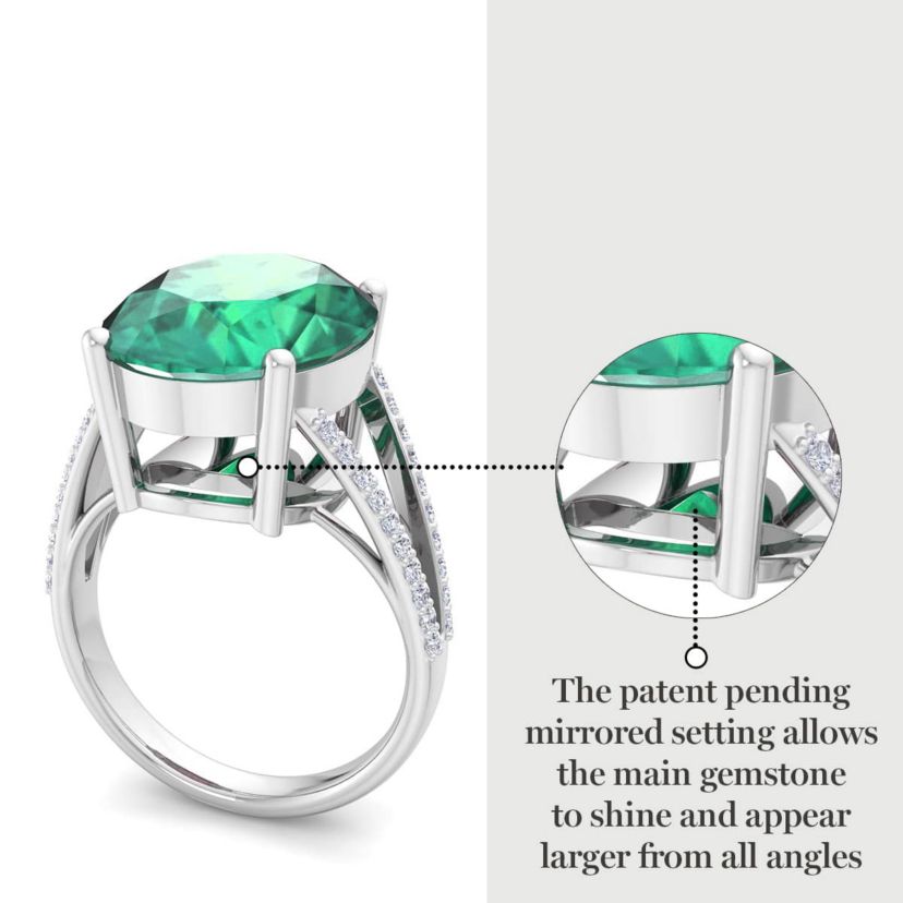 Lab Created Martha Stewart 10 1/4 Carat Oval Shape Gemstone and Lab Grown Diamond Ring In Sterling Silver