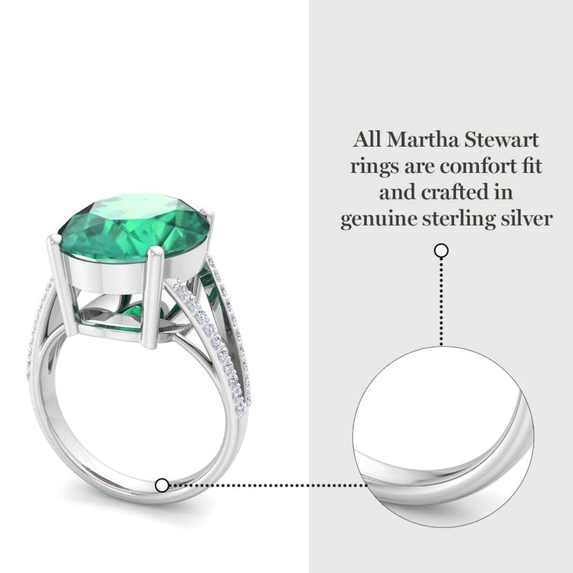 Lab Created Martha Stewart 10 1/4 Carat Oval Shape Gemstone and Lab Grown Diamond Ring In Sterling Silver
