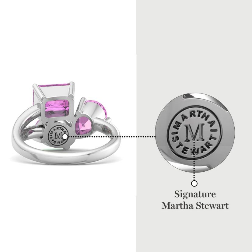 Lab Created Martha Stewart 3 3/4 Carat Pink Sapphire Three Stone Cluster Ring In Sterling Silver
