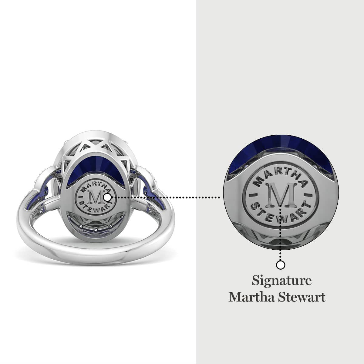 Lab Created Martha Stewart 6 3/4 Carat Oval Shape Gemstone and Lab Grown Diamond Halo Ring In Sterling Silver