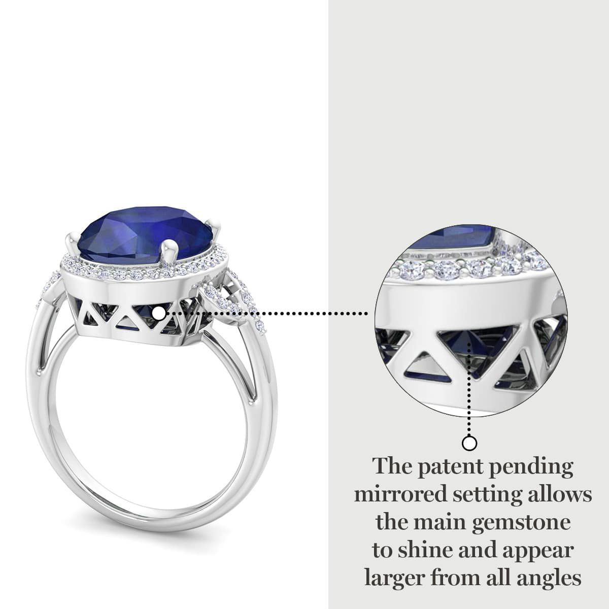 Lab Created Martha Stewart 6 3/4 Carat Oval Shape Gemstone and Lab Grown Diamond Halo Ring In Sterling Silver