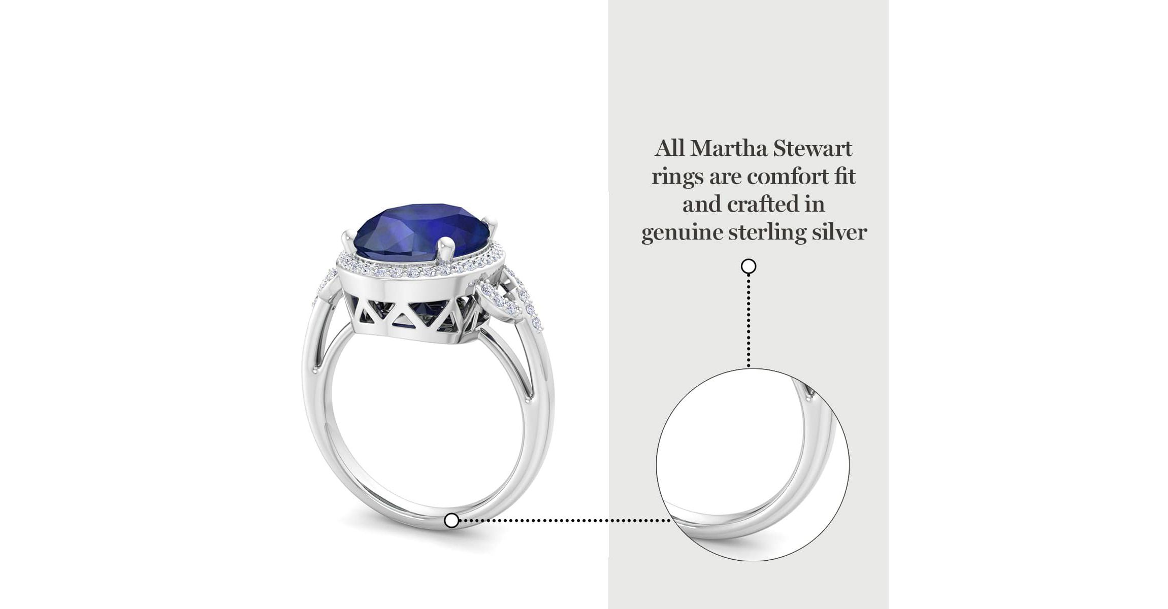 Lab Created Martha Stewart 6 3/4 Carat Oval Shape Gemstone and Lab Grown Diamond Halo Ring In Sterling Silver