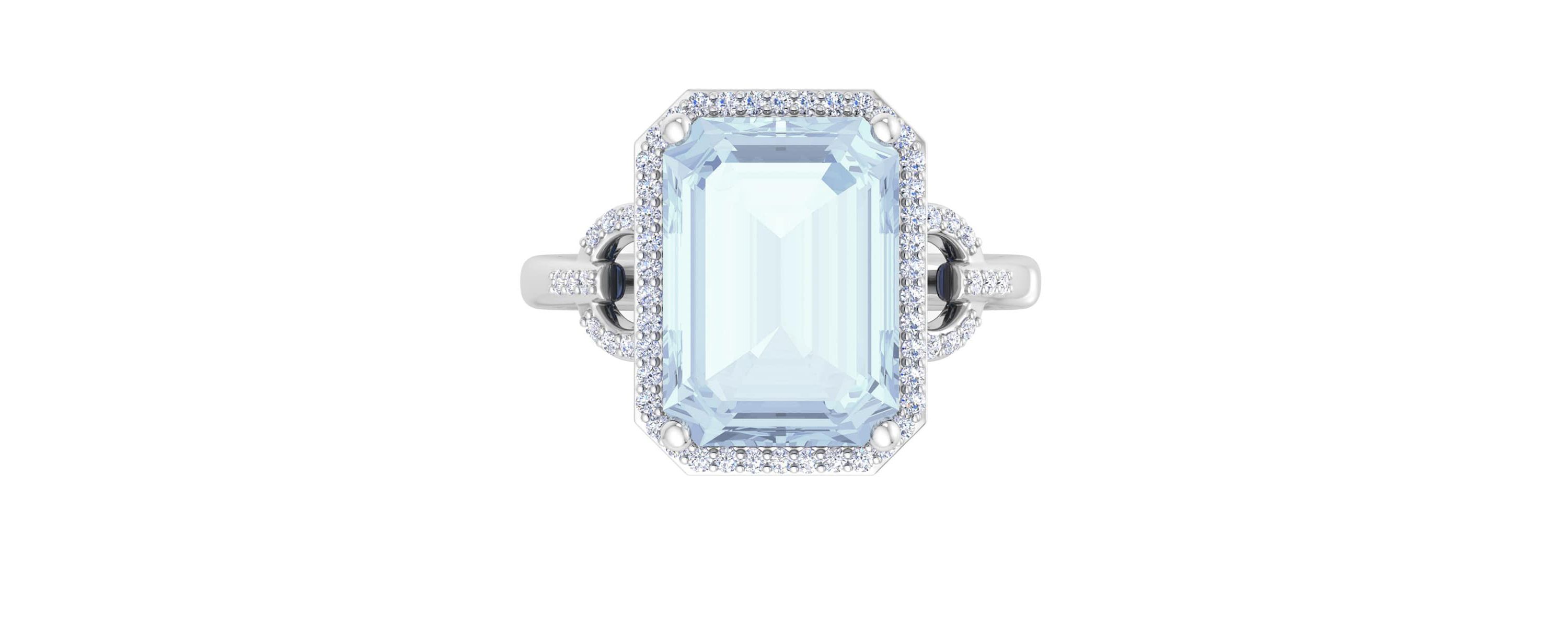 Lab Created Martha Stewart 7 1/3 Carat Emerald Cut Gemstone and Lab Grown Diamond Halo Ring In Sterling Silver