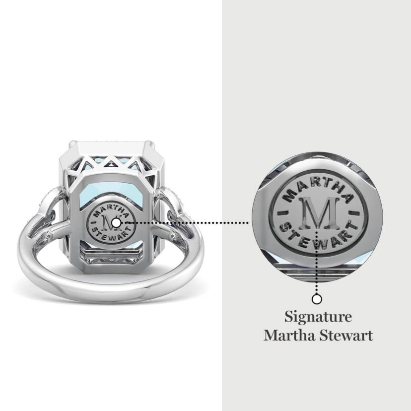 Lab Created Martha Stewart 7 1/3 Carat Emerald Cut Gemstone and Lab Grown Diamond Halo Ring In Sterling Silver