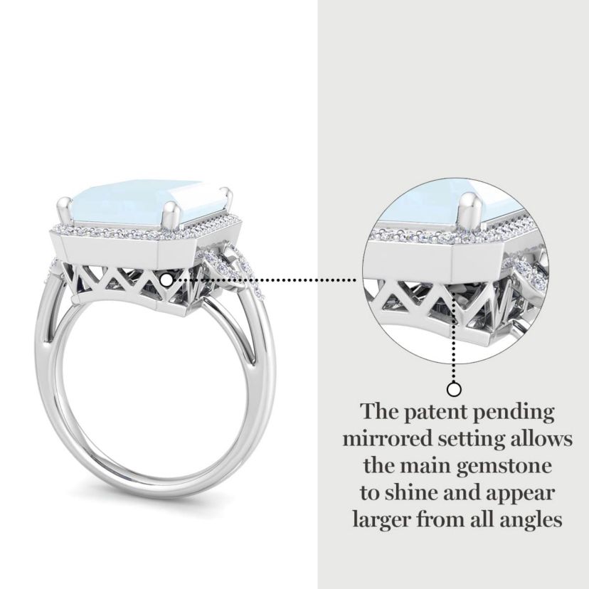 Lab Created Martha Stewart 7 1/3 Carat Emerald Cut Gemstone and Lab Grown Diamond Halo Ring In Sterling Silver