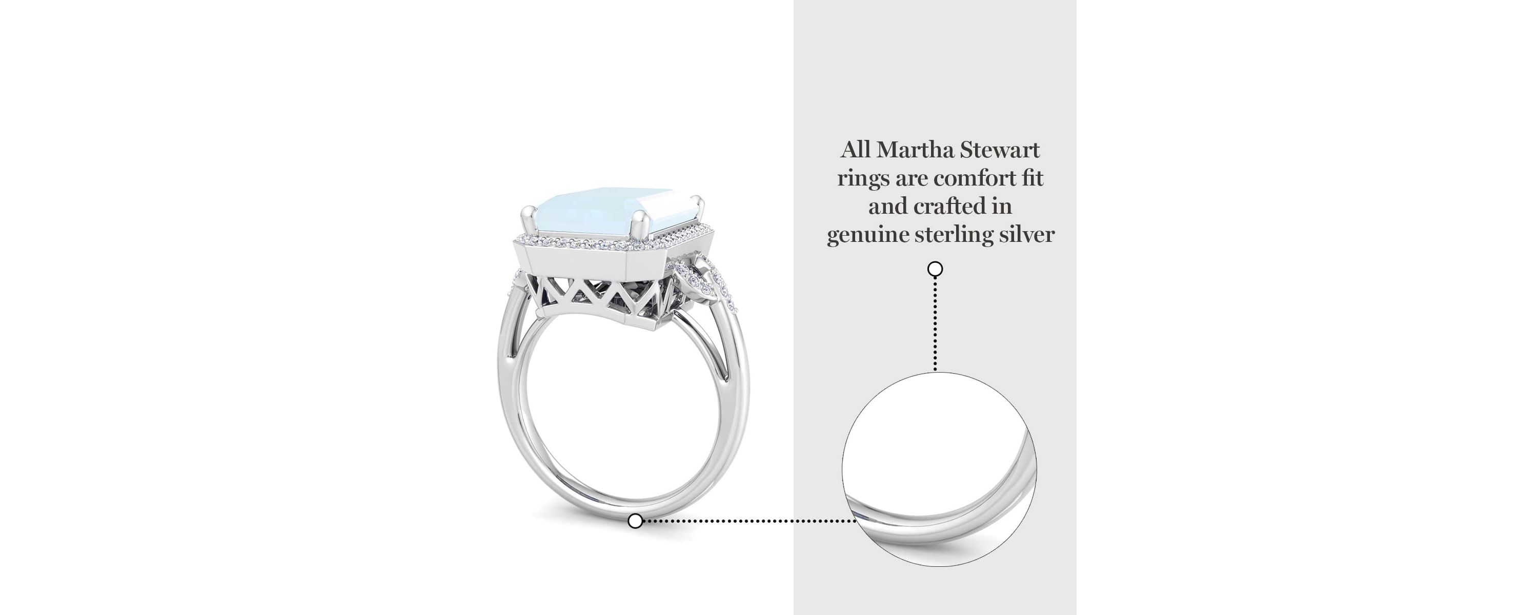 Lab Created Martha Stewart 7 1/3 Carat Emerald Cut Gemstone and Lab Grown Diamond Halo Ring In Sterling Silver