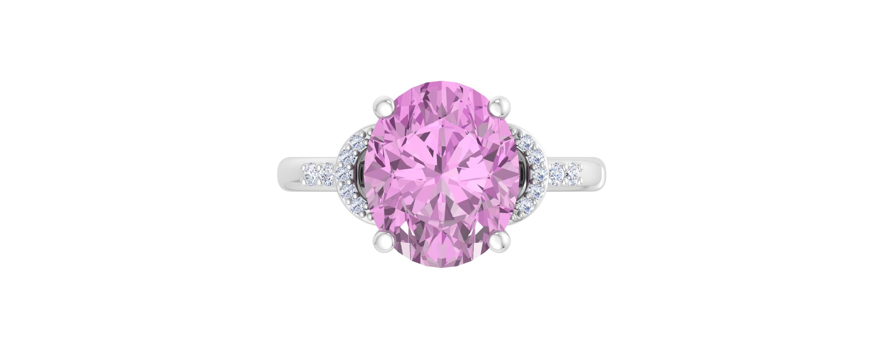 Lab Created Martha Stewart 4 1/2 Carat Oval Shape Gemstone and Lab Grown Diamond Ring In Sterling Silver