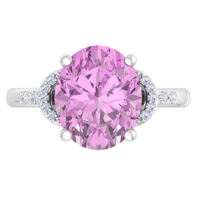 Lab Created Martha Stewart 4 1/2 Carat Oval Shape Gemstone and Lab Grown Diamond Ring In Sterling Silver