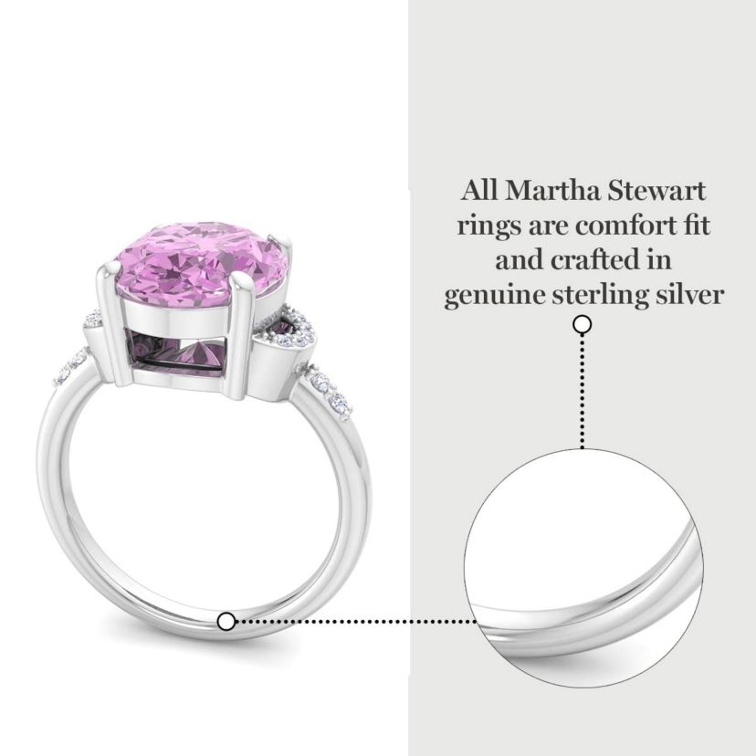 Lab Created Martha Stewart 4 1/2 Carat Oval Shape Gemstone and Lab Grown Diamond Ring In Sterling Silver