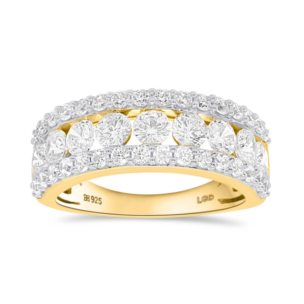 Lab Created 2CTW Lab Grown Diamond Fashion Ring In Gold Plated Sterling Silver