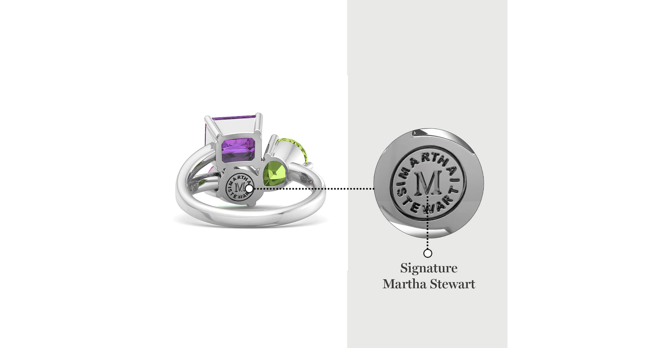 Lab Created Martha Stewart 3 3/4 Carat Pink Sapphire, Peridot and Amethyst Three Stone Cluster Ring In Sterling Silver