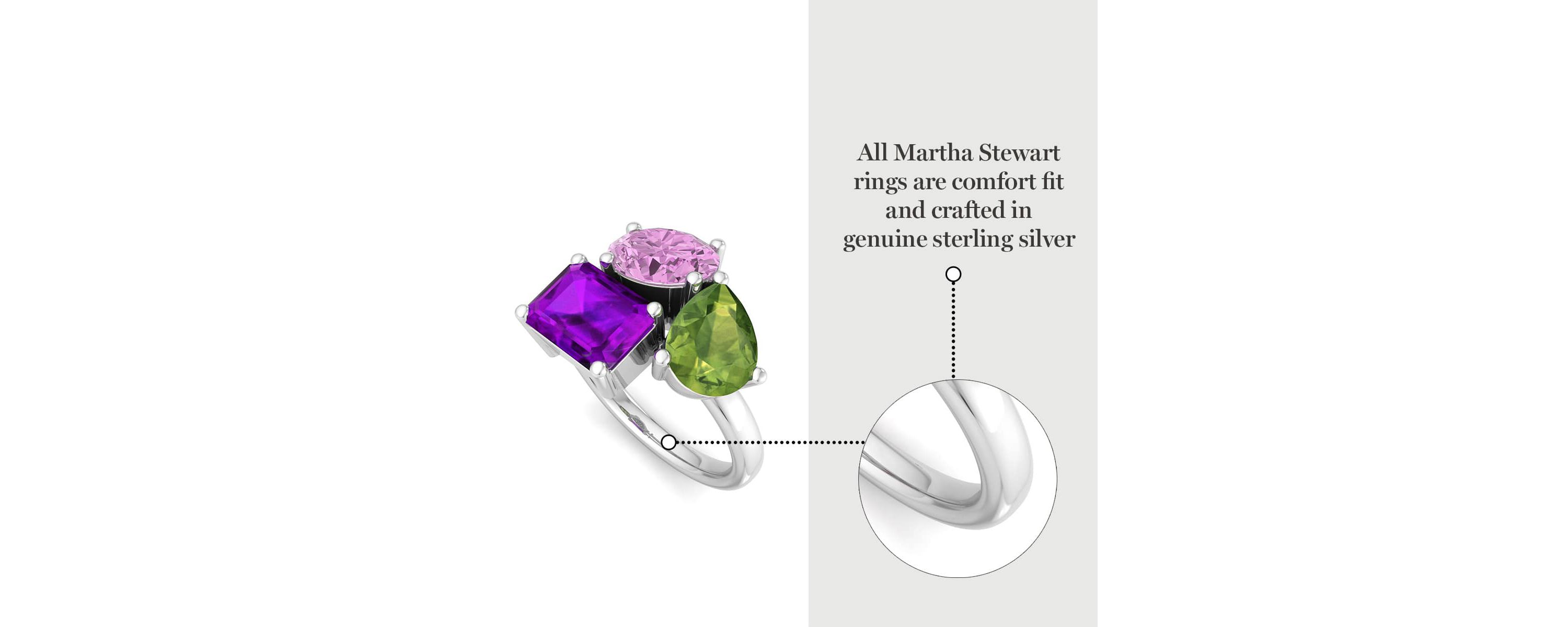 Lab Created Martha Stewart 3 3/4 Carat Pink Sapphire, Peridot and Amethyst Three Stone Cluster Ring In Sterling Silver
