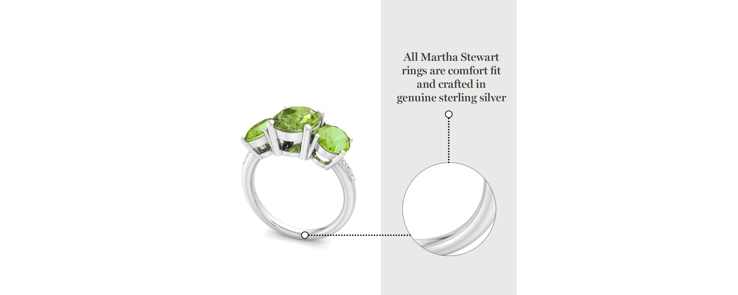 Lab Created Martha Stewart 5 Carat Oval Shape Peridot and Lab Grown Diamond Three Stone Plus Ring In Sterling Silver