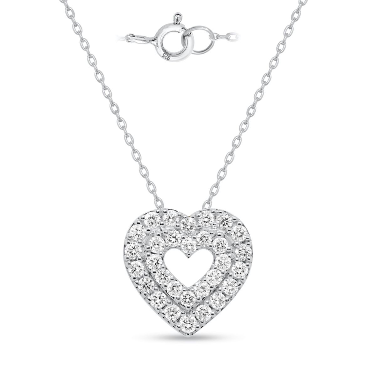 Lab Created 1CTW Lab Grown Diamond Heart Pendant In Gold Plated Sterling Silver