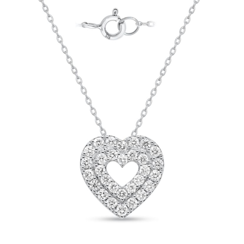 Lab Created 1CTW Lab Grown Diamond Heart Pendant In Gold Plated Sterling Silver
