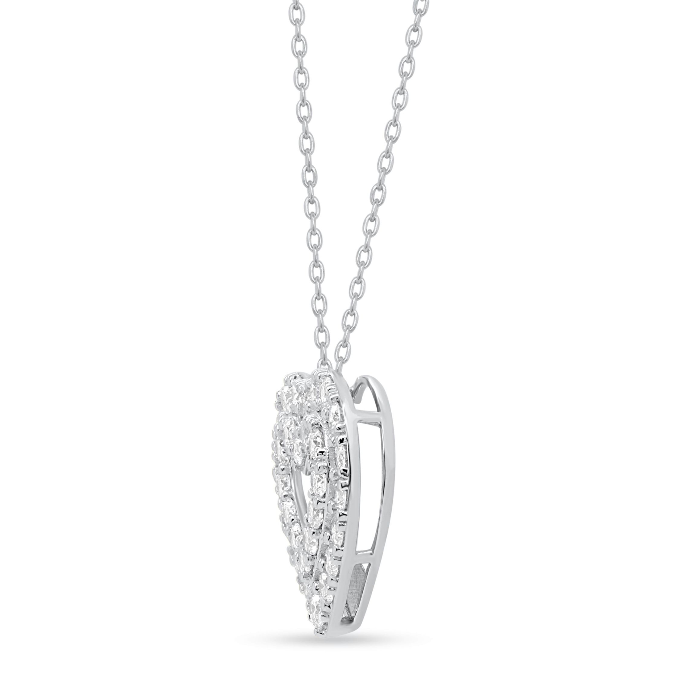 Lab Created 1CTW Lab Grown Diamond Heart Pendant In Gold Plated Sterling Silver