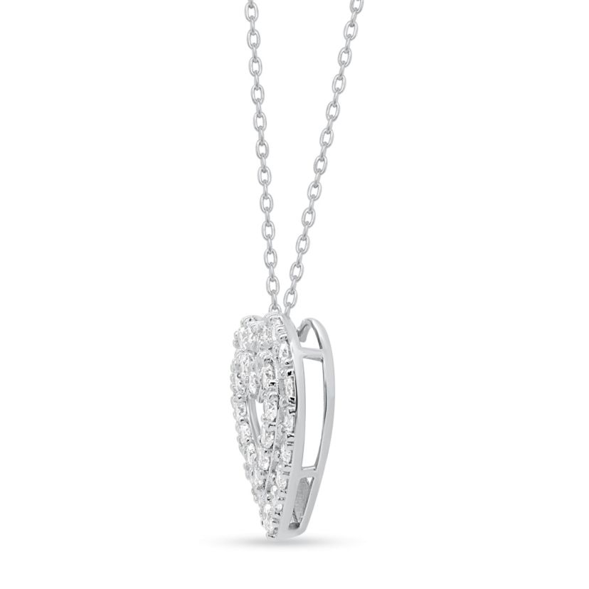 Lab Created 1CTW Lab Grown Diamond Heart Pendant In Gold Plated Sterling Silver