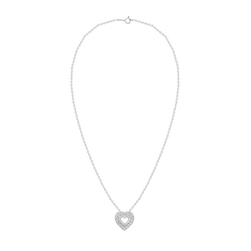 Lab Created 1CTW Lab Grown Diamond Heart Pendant In Gold Plated Sterling Silver