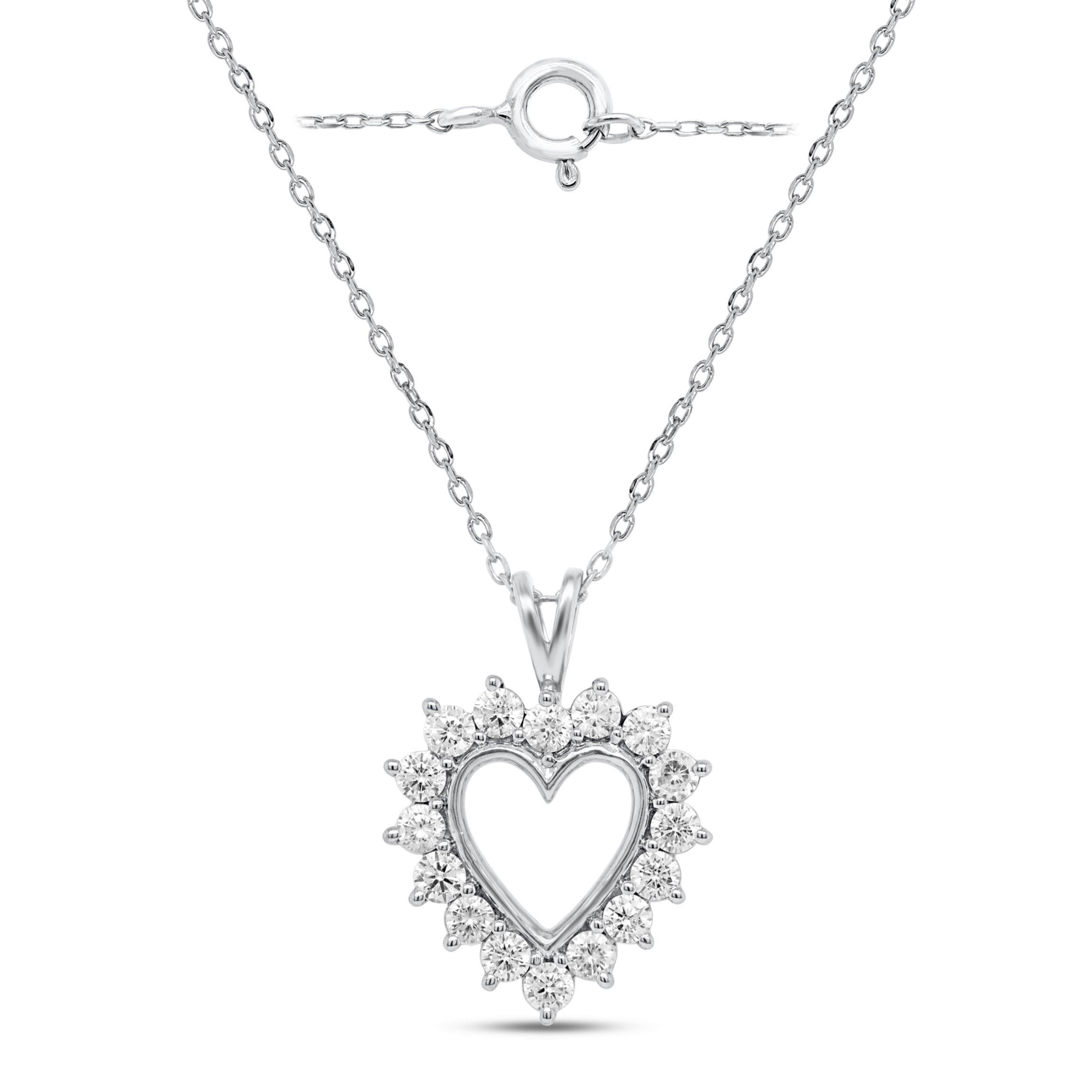 Lab Created 1CTW Lab Grown Diamond Heart Pendant In Gold Plated Sterling Silver
