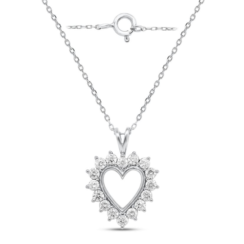 Lab Created 1CTW Lab Grown Diamond Heart Pendant In Gold Plated Sterling Silver