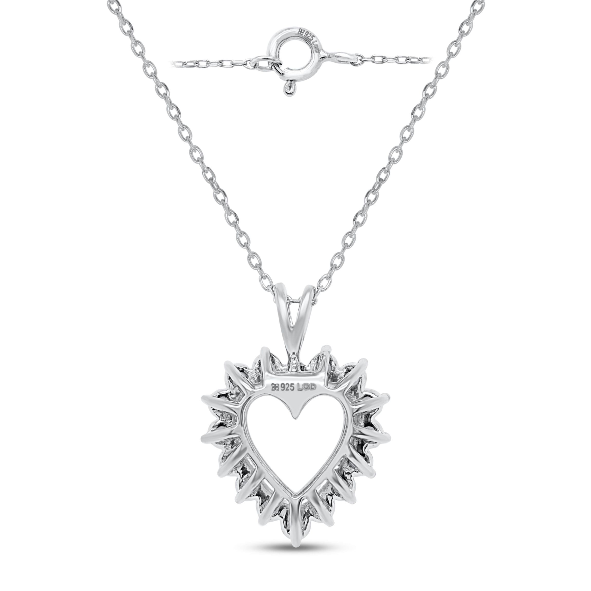 Lab Created 1CTW Lab Grown Diamond Heart Pendant In Gold Plated Sterling Silver
