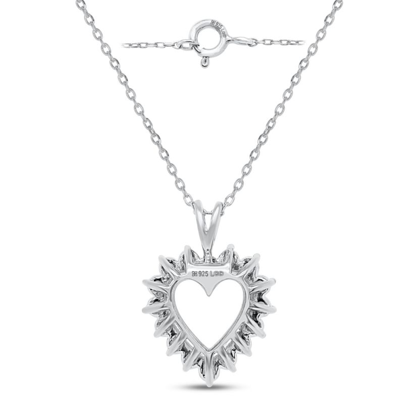 Lab Created 1CTW Lab Grown Diamond Heart Pendant In Gold Plated Sterling Silver