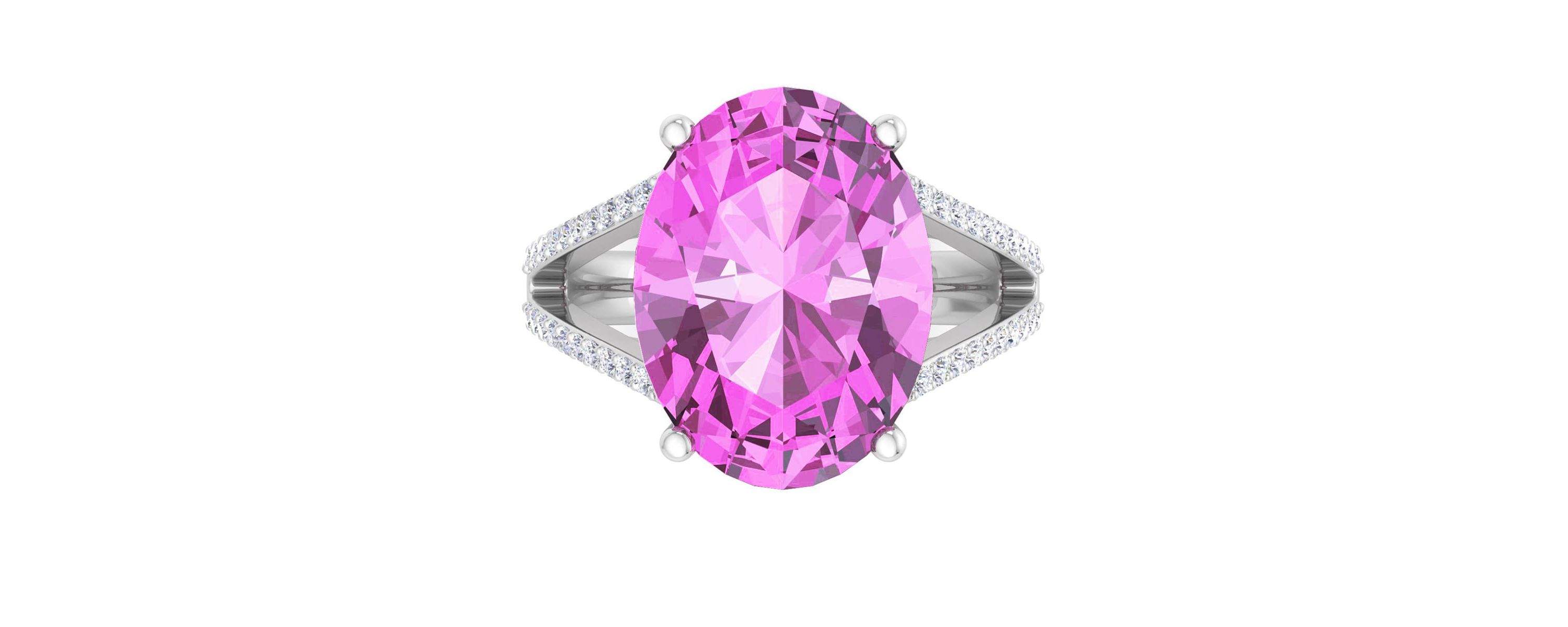 Lab Created Martha Stewart 10 1/4 Carat Oval Shape Gemstone and Lab Grown Diamond Ring In Sterling Silver
